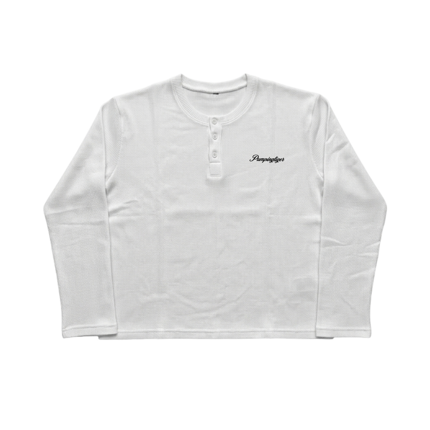 White Henley Waffle Knit