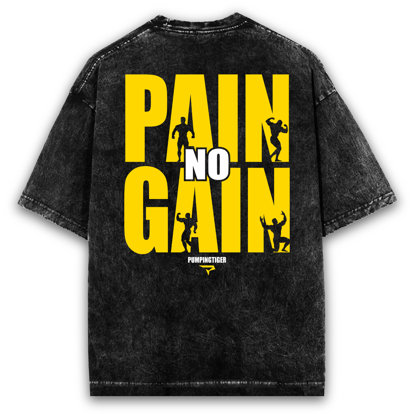 No Pain No Gain Acid Wash Oversized T-shirt