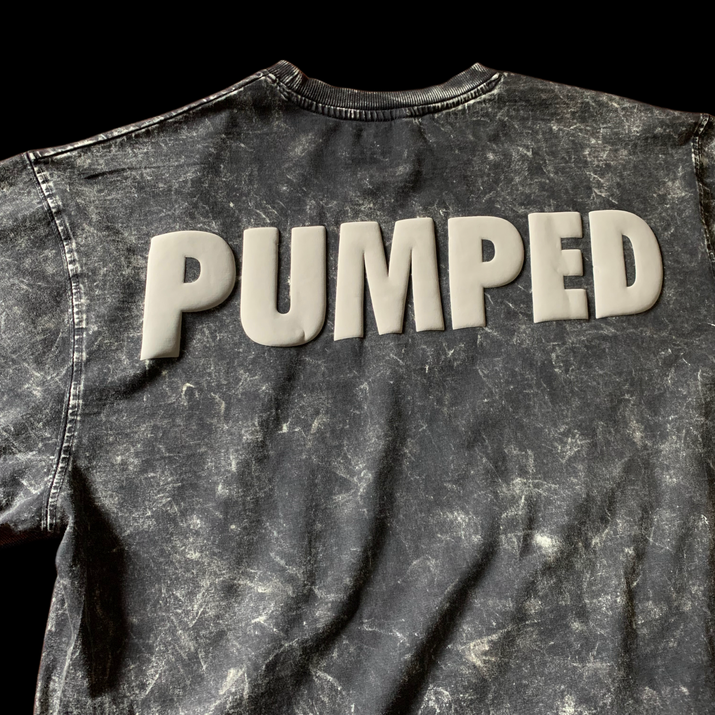 PUMPED Acid Wash Oversized T-shirt (Puff Print)
