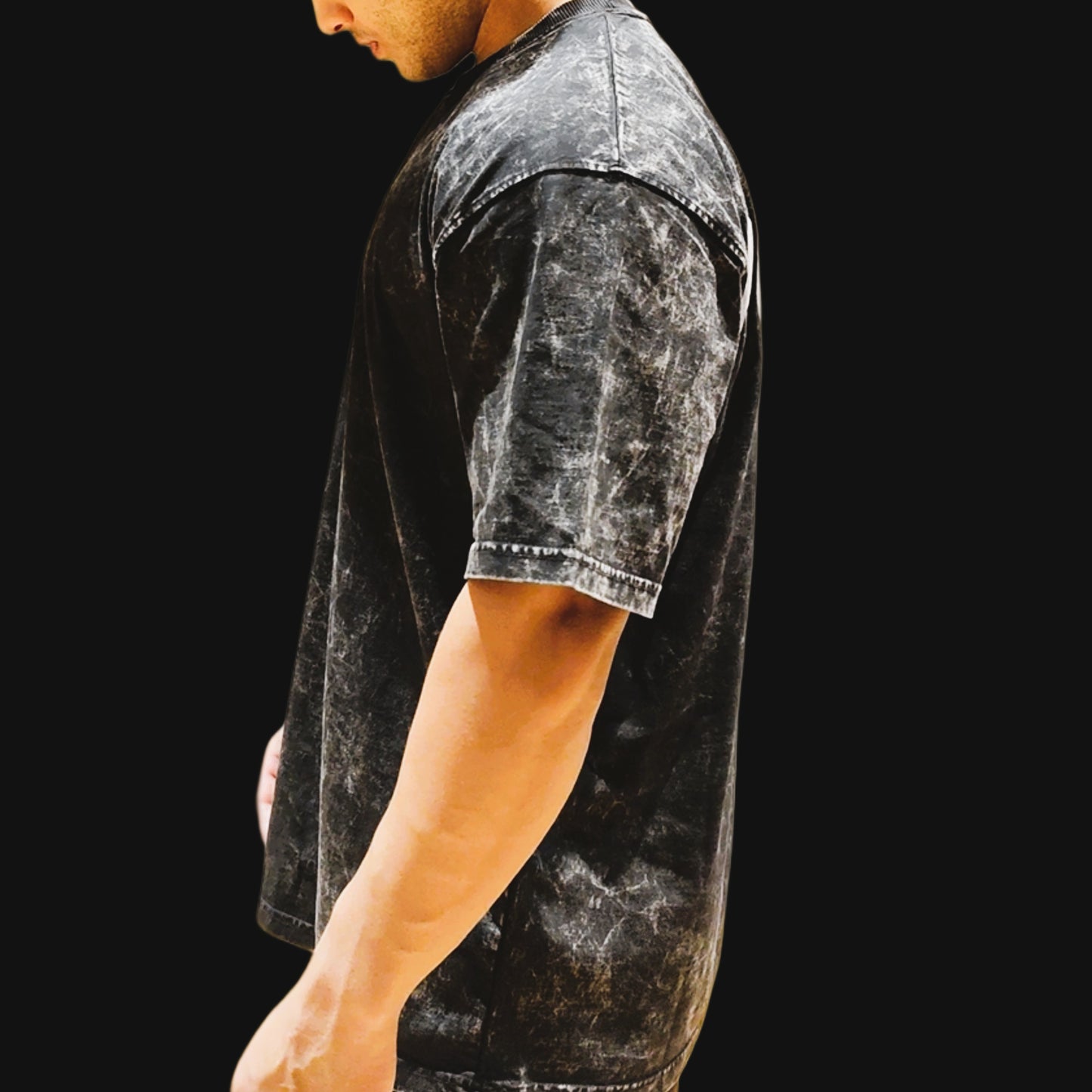 PUMPED Acid Wash Oversized T-shirt (Puff Print)