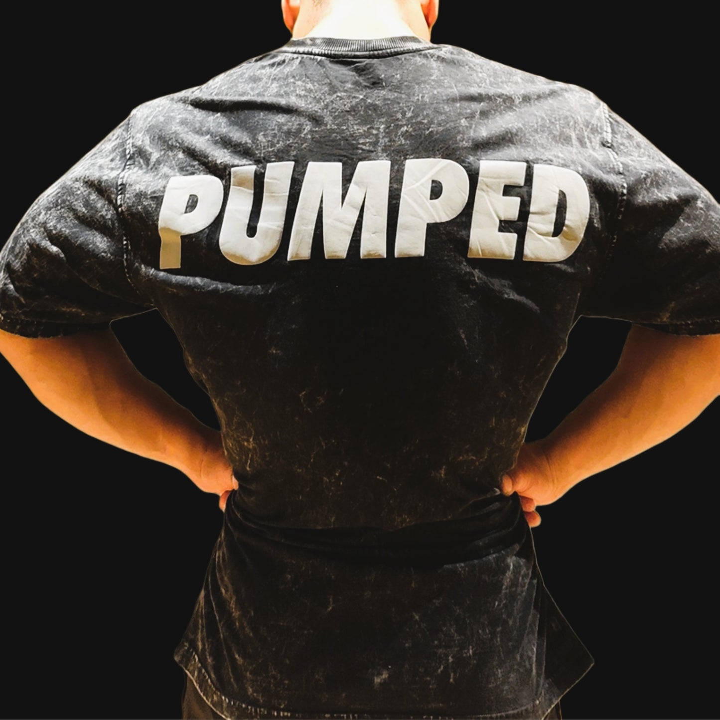 PUMPED Acid Wash Oversized T-shirt (Puff Print)