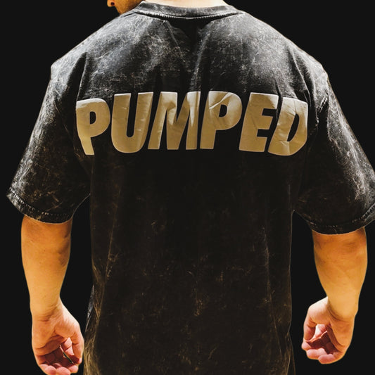 PUMPED Acid Wash Oversized T-shirt (Puff Print)