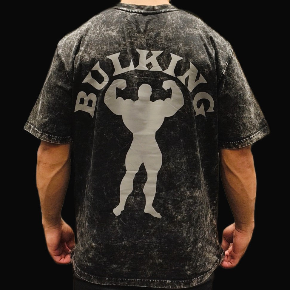 BULKING Black Acid Wash Oversized T-shirt (Puff Print)