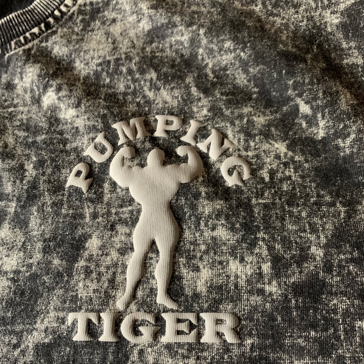 BULKING Black Acid Wash Oversized T-shirt (Puff Print)