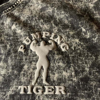 BULKING Black Acid Wash Oversized T-shirt (Puff Print)