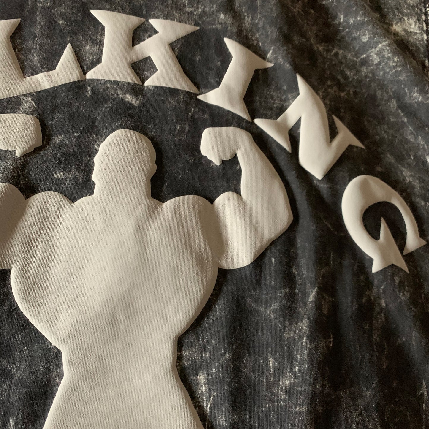 BULKING Black Acid Wash Oversized T-shirt (Puff Print)