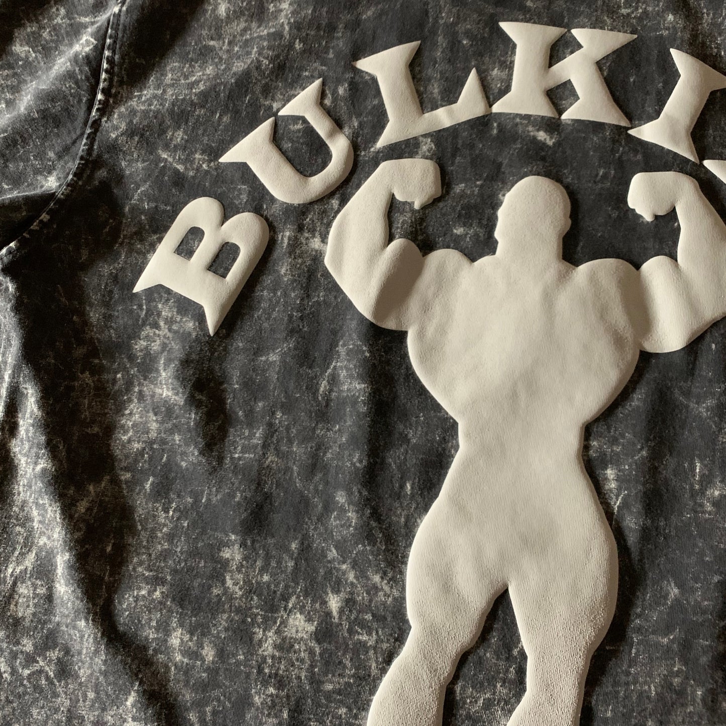 BULKING Black Acid Wash Oversized T-shirt (Puff Print)