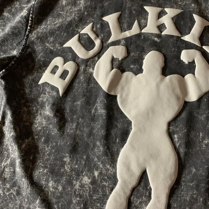 BULKING Black Acid Wash Oversized T-shirt (Puff Print)