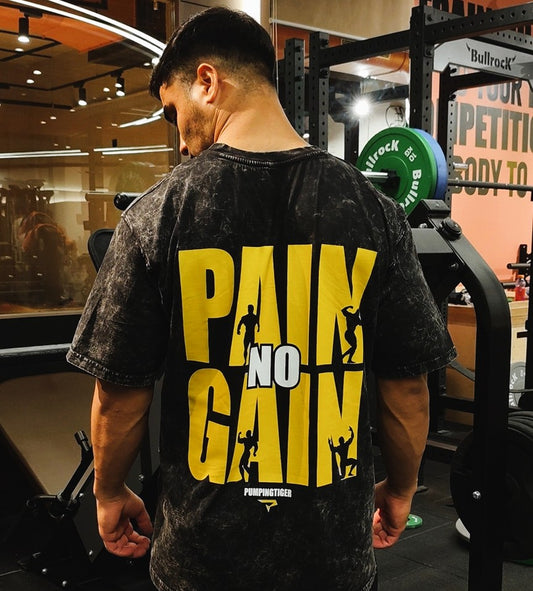 No Pain No Gain Acid Wash Oversized T-shirt