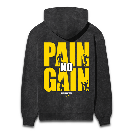 No Pain No Gain Acid Wash Regular Fit Hoodie