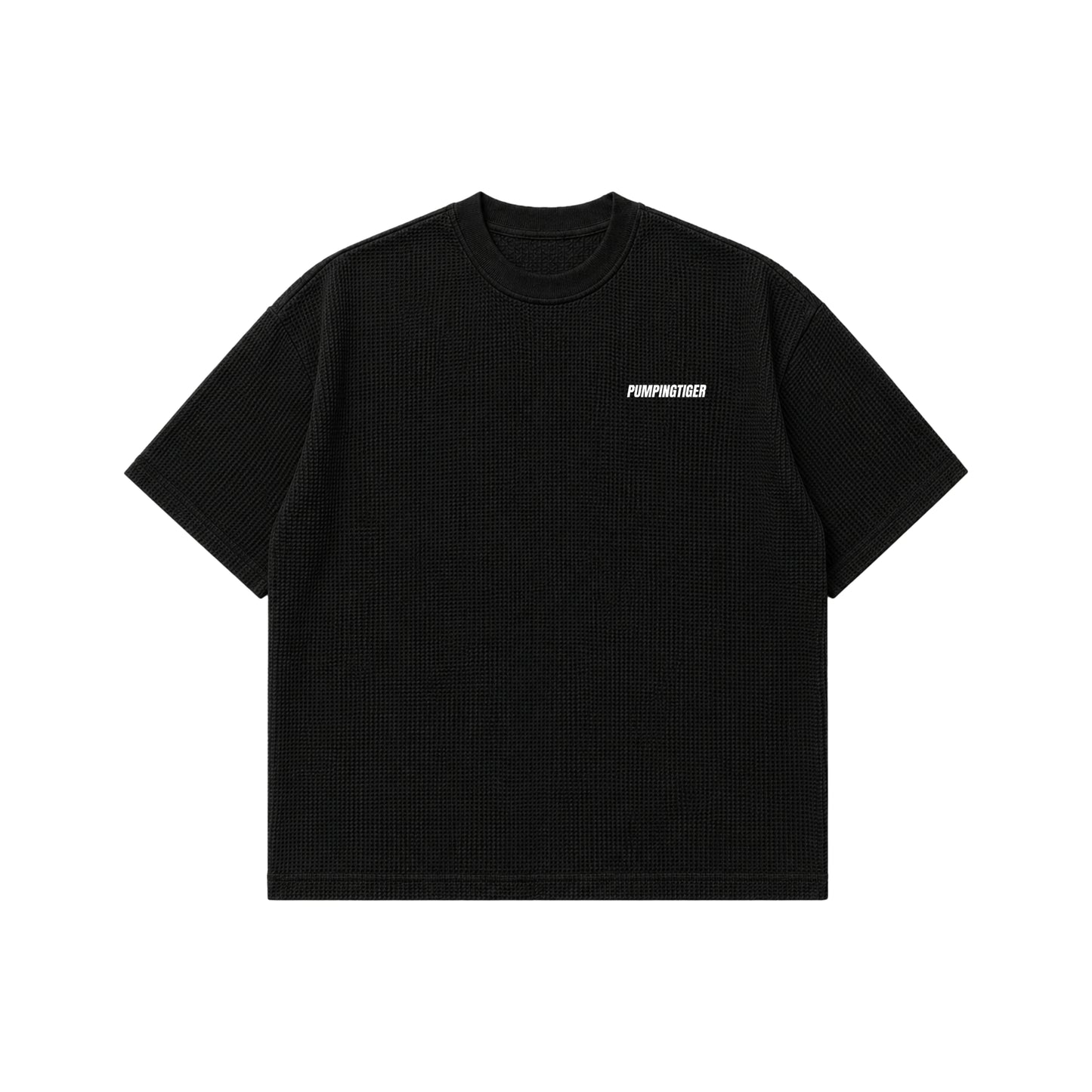 Black Boxy Fit Waffle T-Shirt