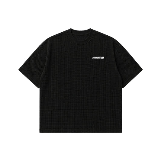 Black Boxy Fit Waffle T-Shirt