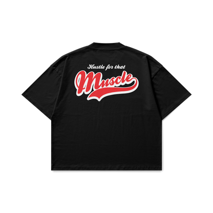 Hustle For That Muscle Black Oversized T-shirt