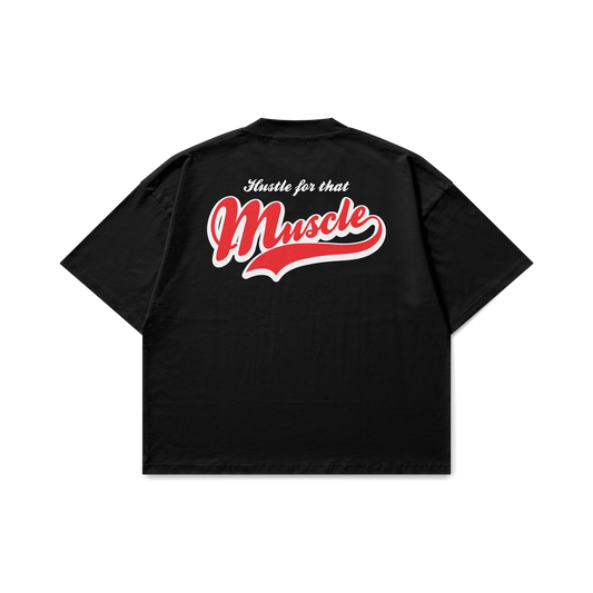 Hustle For That Muscle Black Oversized T-shirt