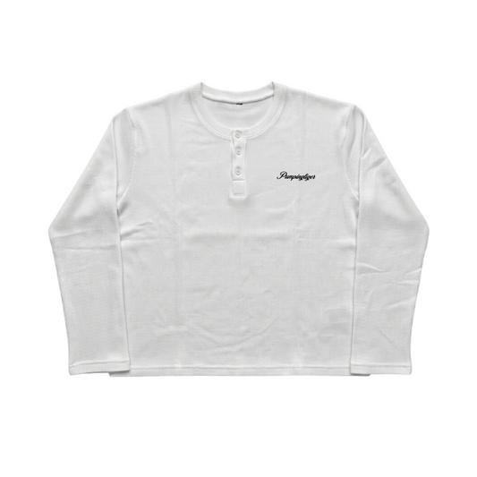 White Henley Waffle Knit