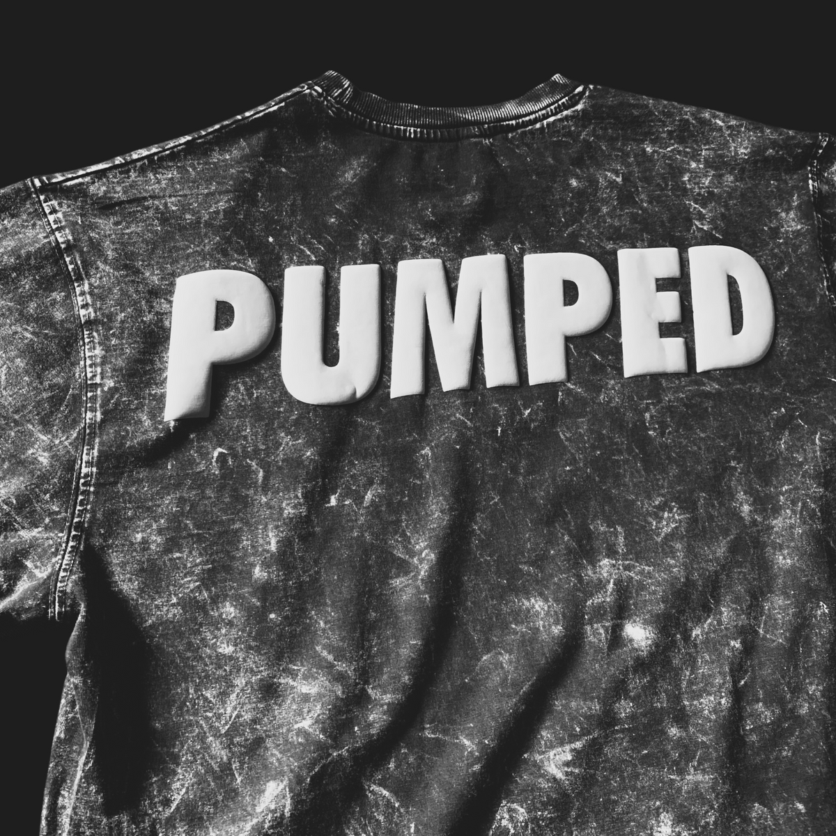 PUMPED Acid Wash Oversized T-shirt (Puff Print)