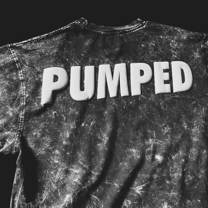 PUMPED Acid Wash Oversized T-shirt (Puff Print)