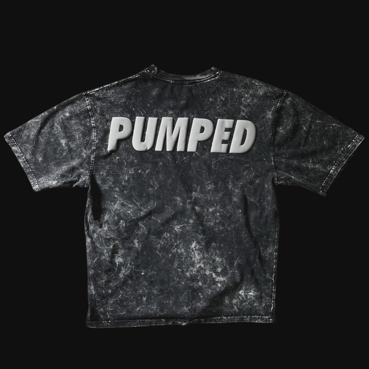 PUMPED Acid Wash Oversized T-shirt (Puff Print)