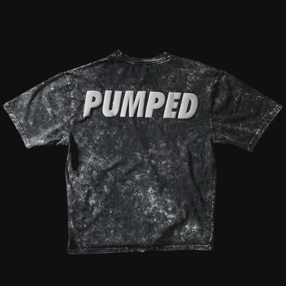 PUMPED Acid Wash Oversized T-shirt (Puff Print)