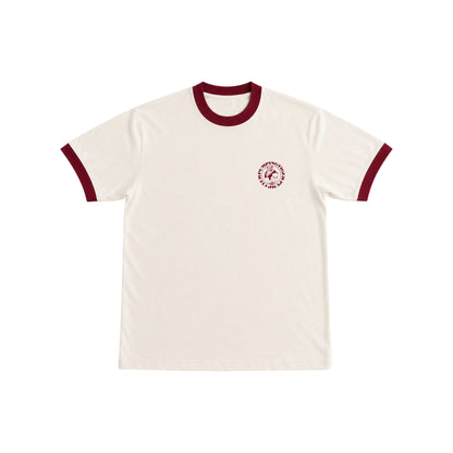 Tigers Pump Club Ringer T-Shirt - Off White & Maroon