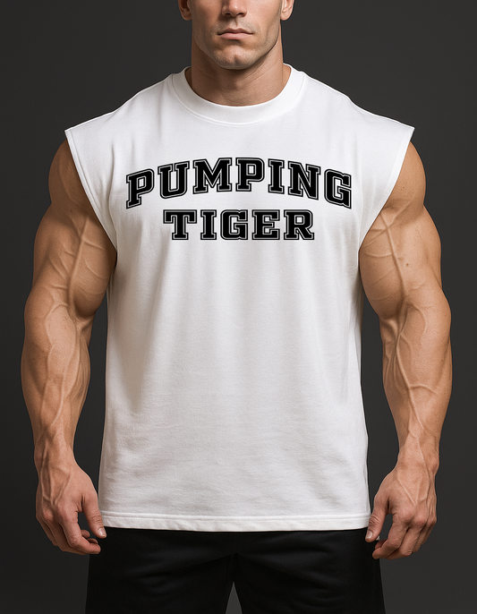 Varsity White Oversized Sleeveless Pumpcover