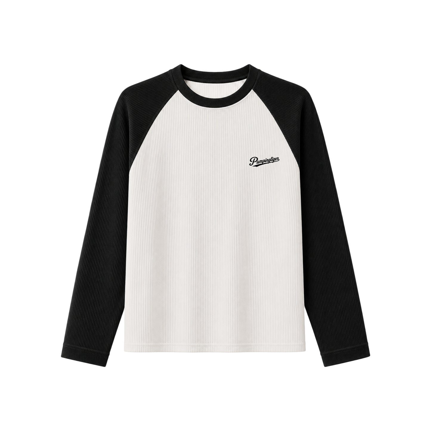 PUMPINGTIGER Black Raglan Waffle Oversized T Shirt for Men, 240 GSM 100% Cotton