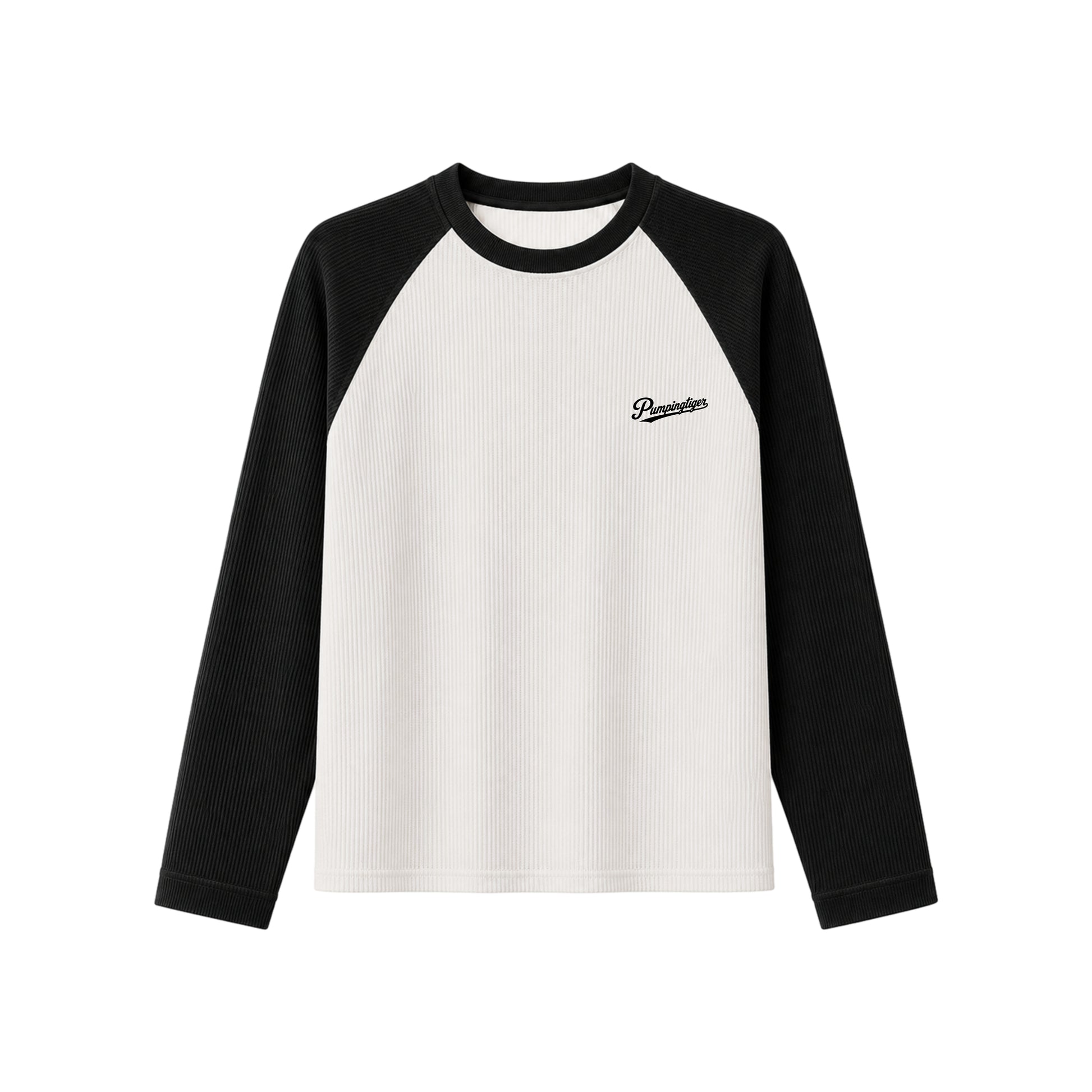 PUMPINGTIGER Black Raglan Waffle Oversized T Shirt for Men, 240 GSM 100% Cotton