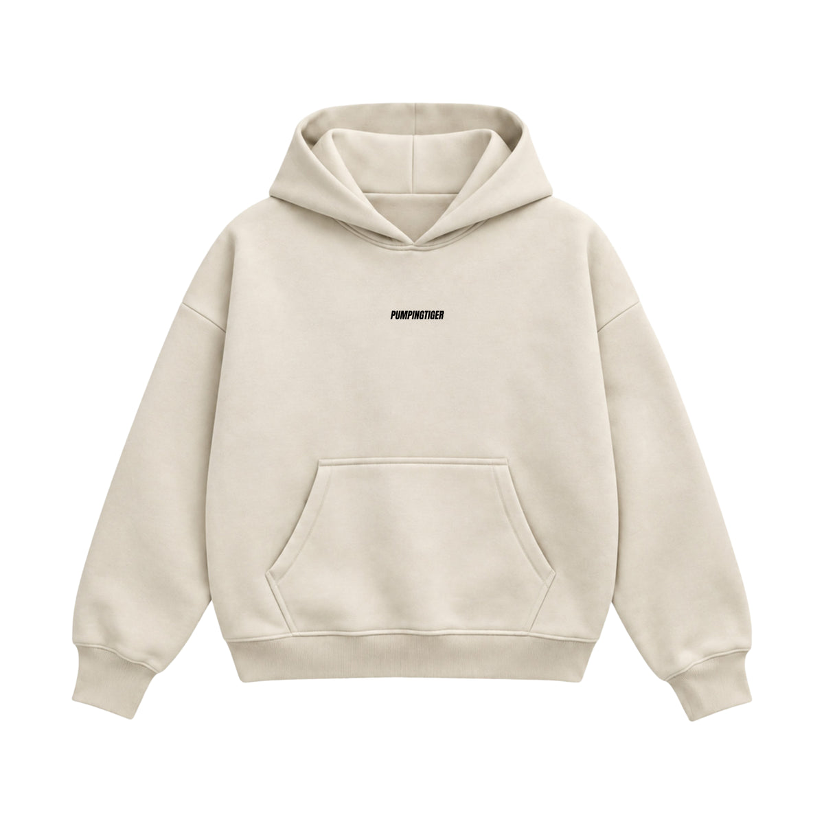 Cream boxy hoodie in 360 GSM 100% cotton fleece by PUMPINGTIGER