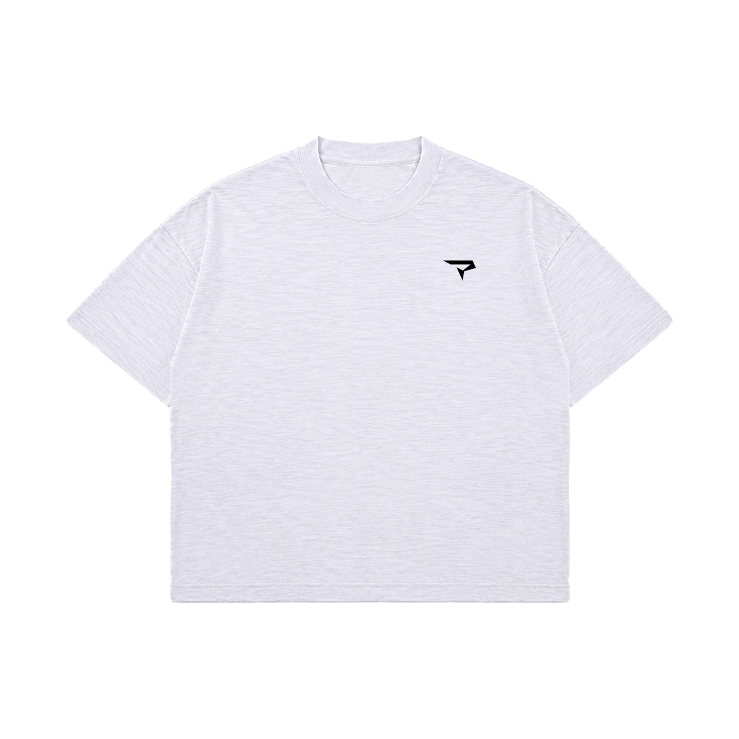 Front view of Minimal Dusty White Boxy Slub Tee with black P logo