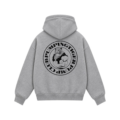 Tigers Pump Club Grey Boxy Zipper Hoodie