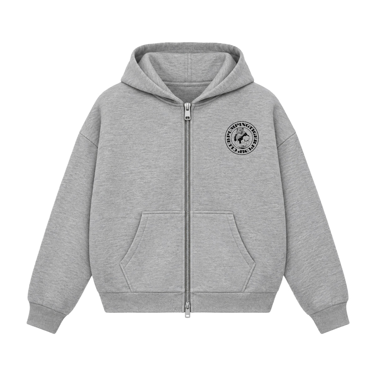 Tigers Pump Club Grey Boxy Zipper Hoodie