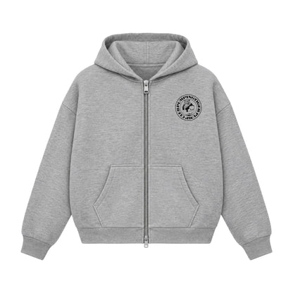 Tigers Pump Club Grey Boxy Zipper Hoodie