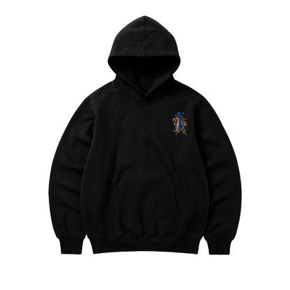 PUMPINGTIGER Untamed Black Oversized Hoodie featuring a distressed tiger chest graphic on premium 350 GSM heavyweight cotton.