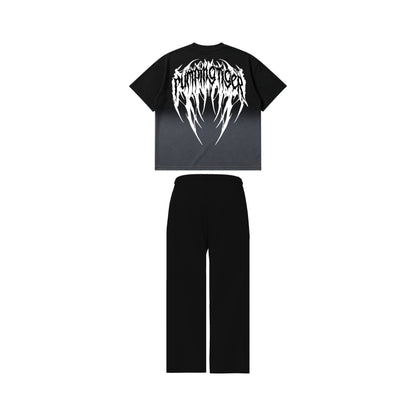 PUMPINGTIGER Voidborn Set back view featuring the oversized Voidborn back graphic with matching Voidborn Sweatpants.