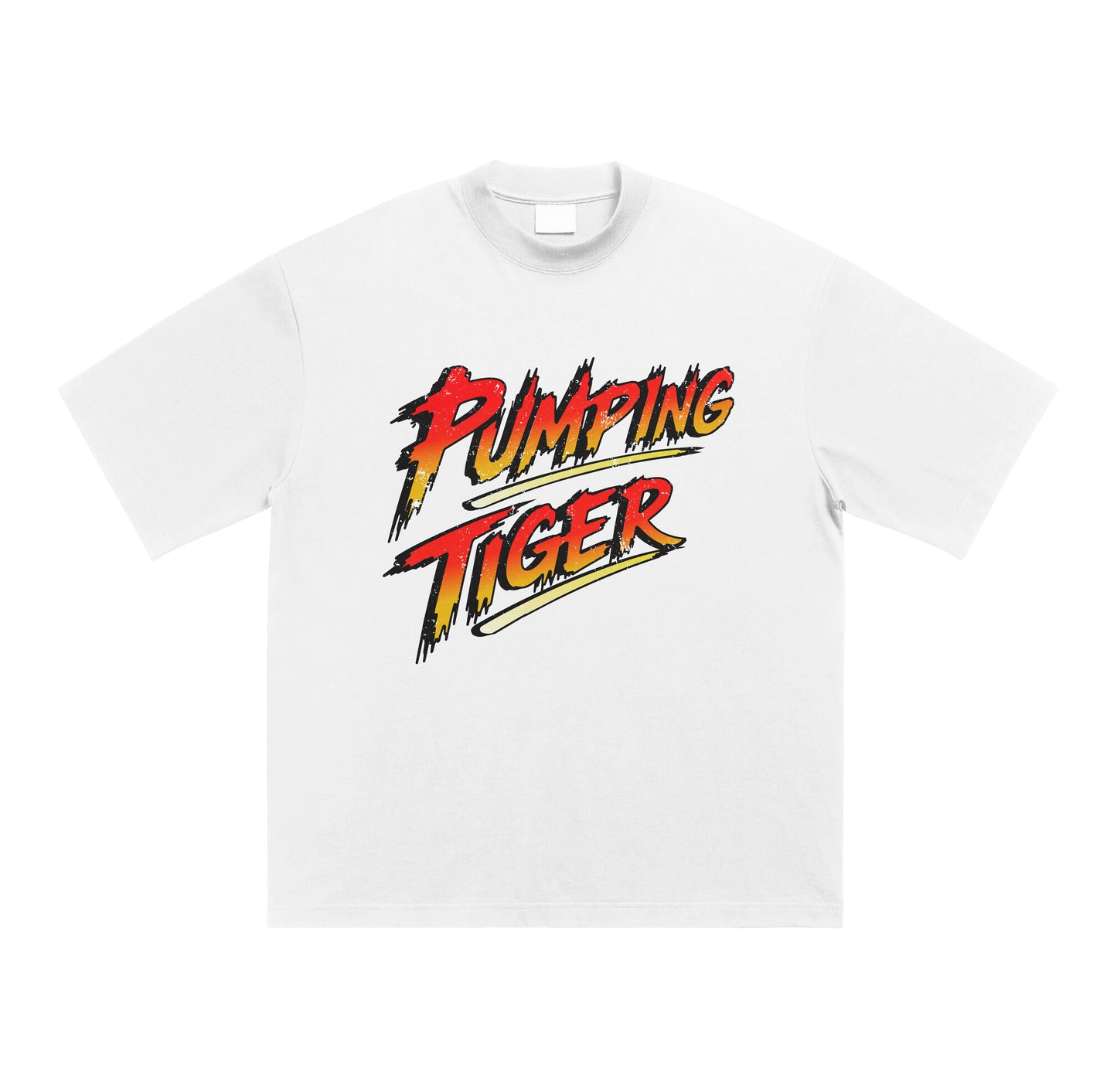 PUMPINGTIGER White Oversized T-Shirt for Men - 180 GSM 100% Cotton Graphic Gym T-Shirt