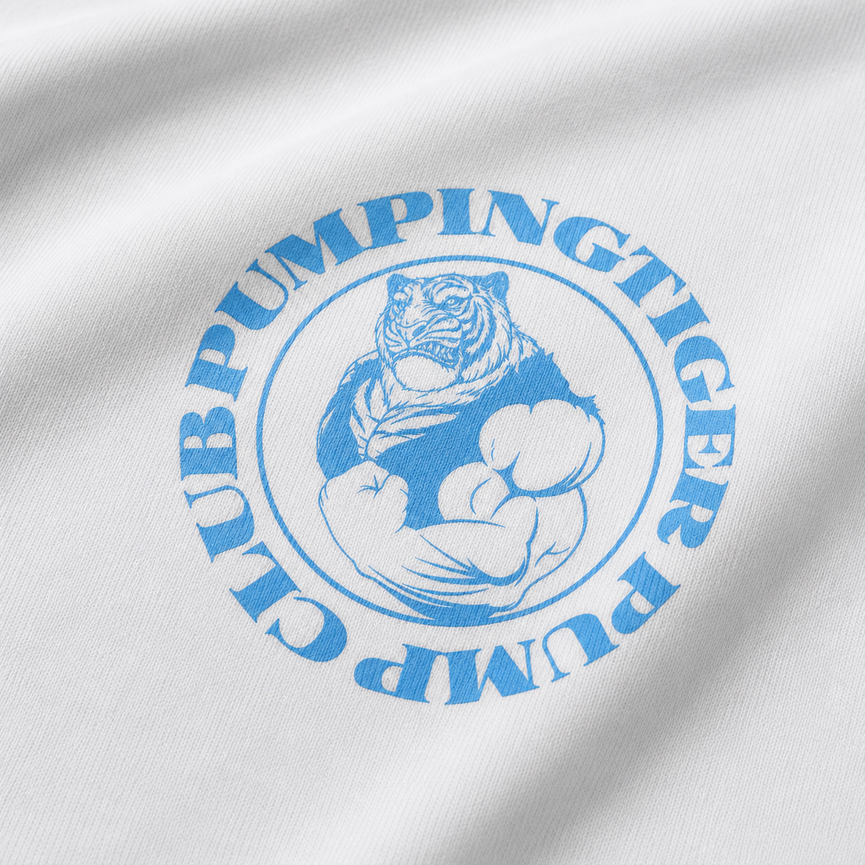 Tigers Pump Club Ringer T-Shirt - White & Sky Blue