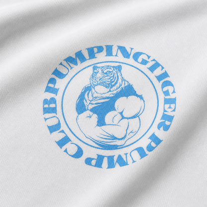 Tigers Pump Club Ringer T-Shirt - White & Sky Blue