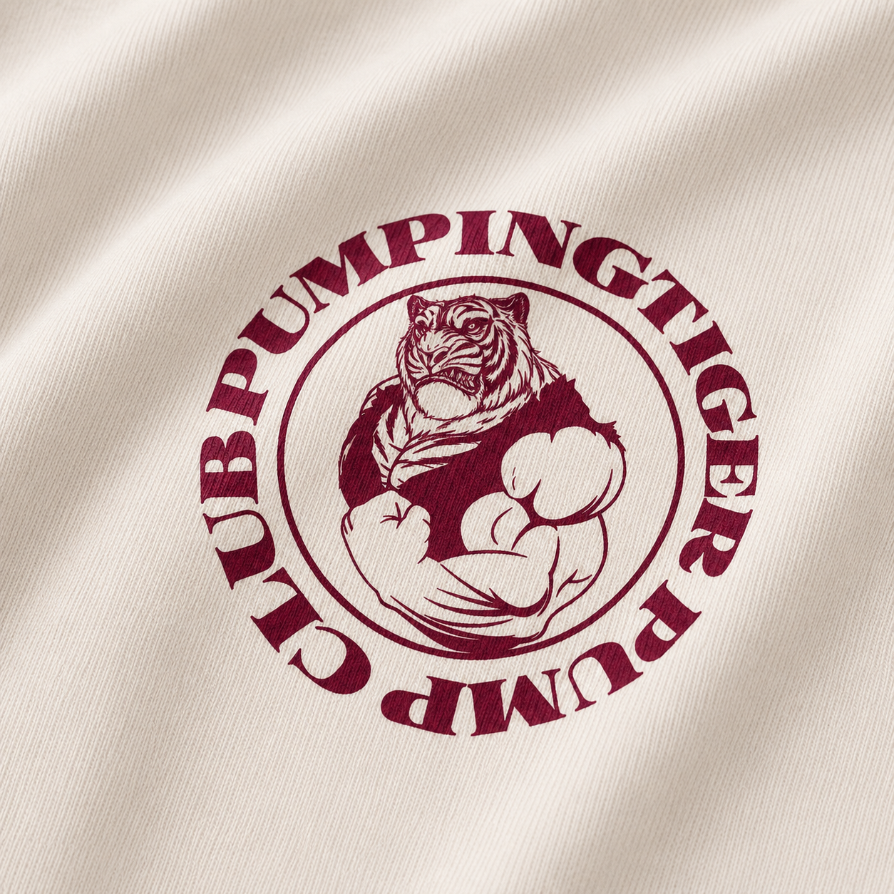Tigers Pump Club Ringer T-Shirt - Off White & Maroon